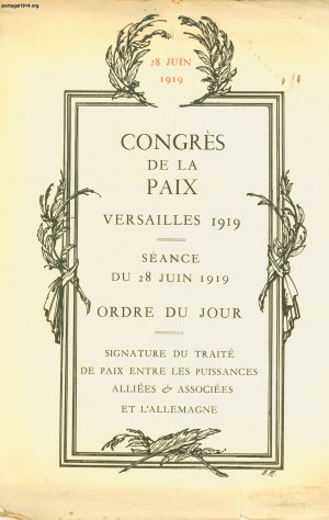 Primeiras páginas do Congresso de Paz em Versalhes, em 1919