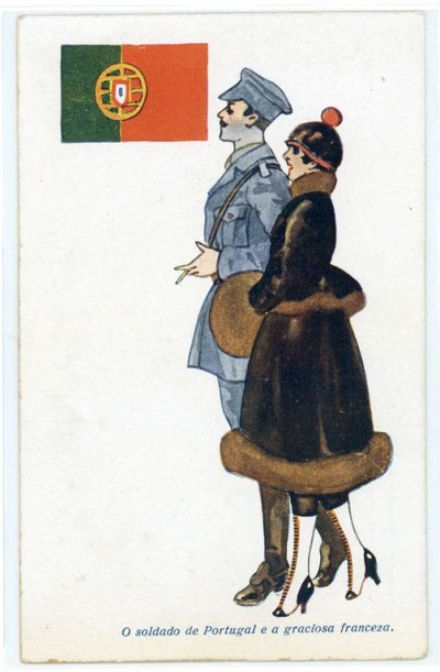 O soldado de Portugal e a graciosa francesa (Postal ilustrado)