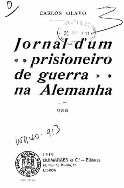 Jornal d&#039;um &quot;prisioneiro de guerra&quot; na Alemanha (1918)
