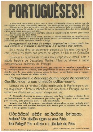 Portugueses! A Alemanha declarou-nos guerra!